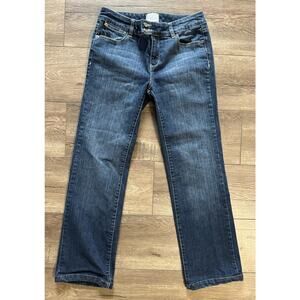 White House Black Market Blanc Mid Rise Jeans Embroidered Pockets Size 4